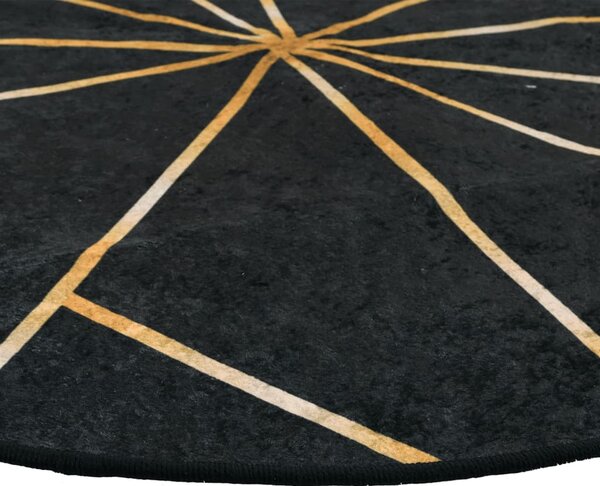 Koberec pratelný černý a zlatý Ø 120 cm 136620