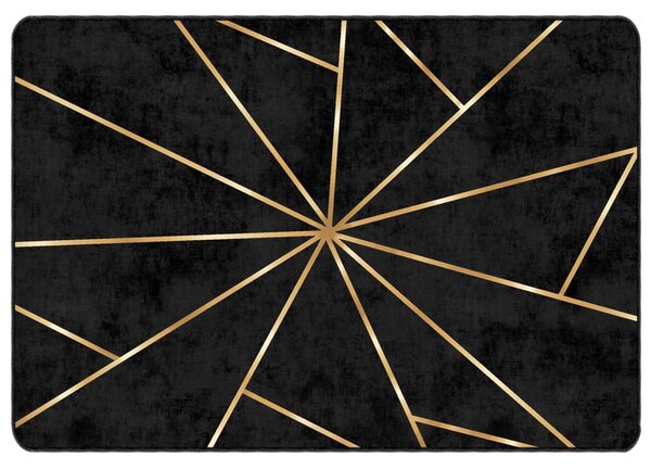 Koberec pratelný černý a zlatý 160 x 230 cm protiskluzový 136618