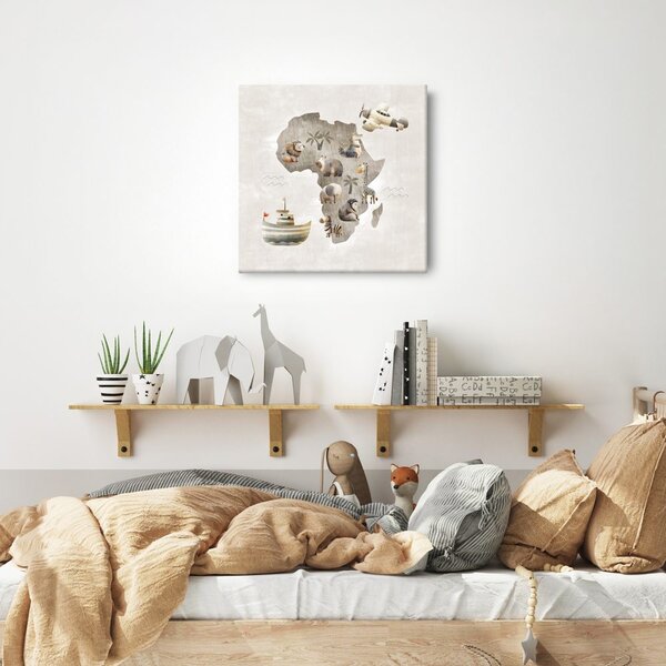 Obraz africká zvířata na mapě