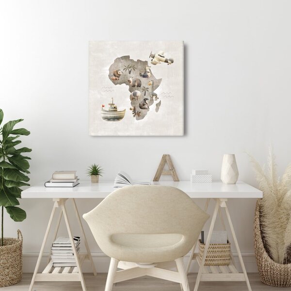 Obraz africká zvířata na mapě