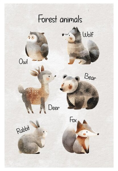 Obraz ilustrace lesních zvířat