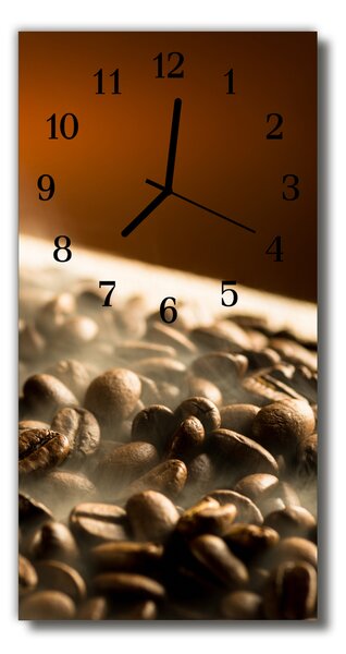 Skleněné hodiny vertikální Kuchyňská zrna hnědé kávy 30x60 cm