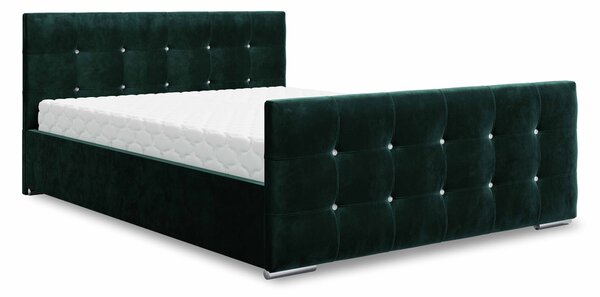 Manželská postel 140 cm Darrin (tmavě zelená) (s roštem a úložným prostorem). Vlastní profesionální přeprava až k Vám domů 1046874