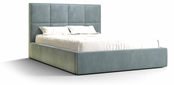 Manželská postel 140 cm Gino (modrá) (s roštem a úložným prostorem). Vlastní profesionální přeprava až k Vám domů 1046921