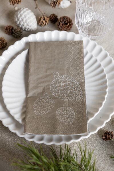 Storefactory Scandinavia Papírové ubrousky Pine Cones - Beige SF630