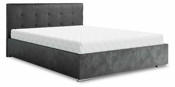 Manželská postel 140 cm Hermila (tmavě šedá) (s roštem a úložným prostorem). Vlastní profesionální přeprava až k Vám domů 1046945