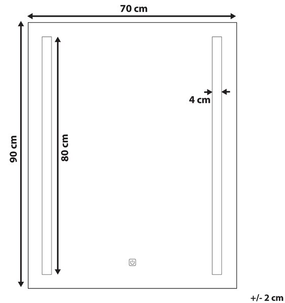 LED koupelnové zrcadlo MARTINET 70 cm 90 cm Stříbrná