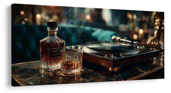 Obraz pohoda s whisky a vinylem
