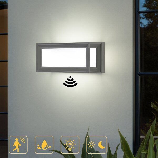 Brilagi - LED Venkovní nást. svítidlo se senzorem PARKER LED/12W/230V šedá IP44