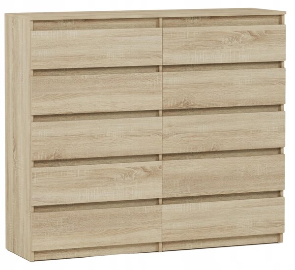 Komoda 160 cm 10 zásuvek skíka FRAMIRE R-160-S10 sonoma