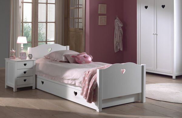 Bílá lakovaná zásuvka k posteli Vipack Amori 199 x 94 cm
