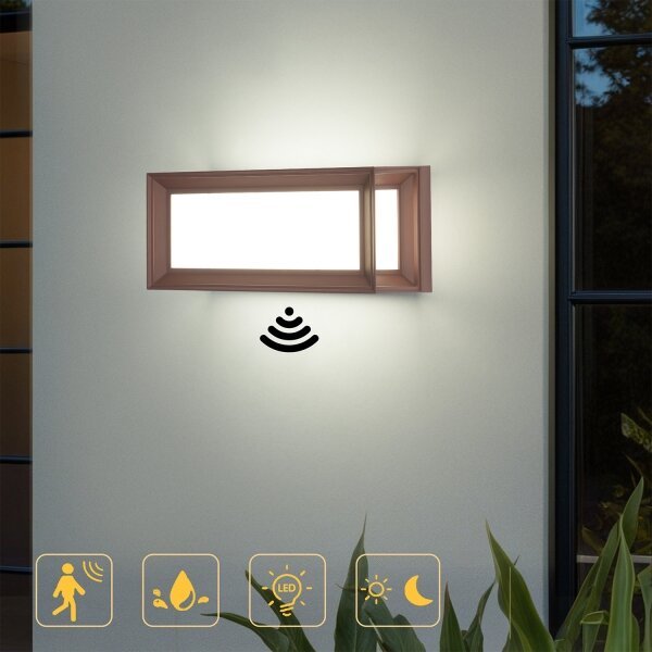 Brilagi - LED Venkovní nást. svítidlo se senzorem PARKER LED/12W/230V hnědá IP44