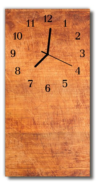 Skleněné hodiny vertikální Dřevěné hnědé desky 30x60 cm