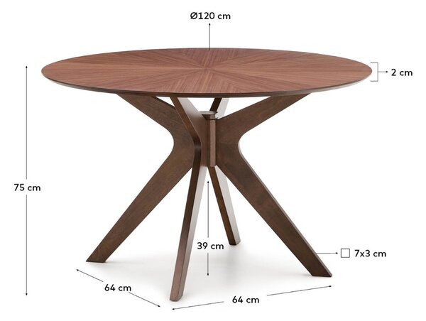 Kave Home Ořechový jídelní stůl Naanim ⌀ 120 cm