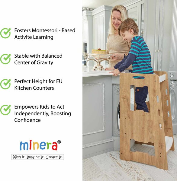 Učící věž Learnie (naturální + bílá). Akce -19%
