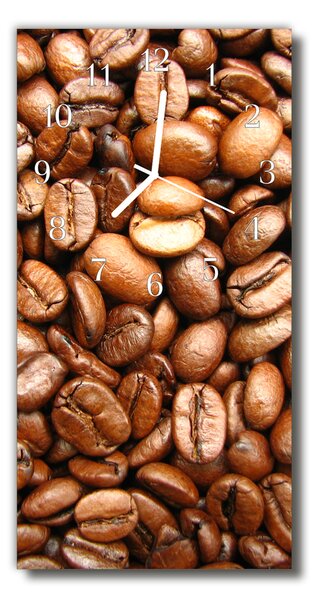 Skleněné hodiny vertikální Kuchyňská zrna hnědé kávy 30x60 cm