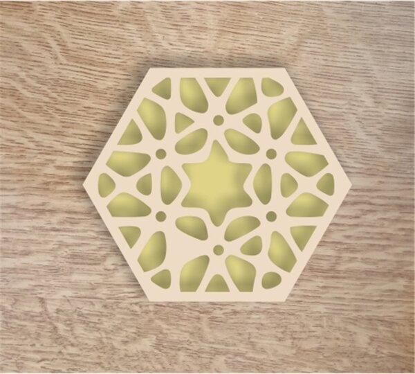 Dřevěný podtácek exclusive šestihran - Dekor 5