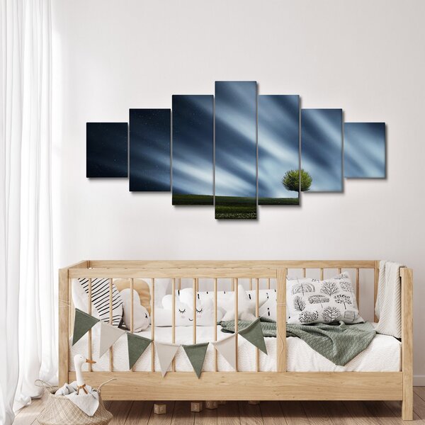 Obraz polární záře nad vřesovištěm (210x100 cm)