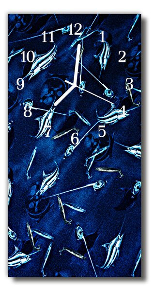 Skleněné hodiny vertikální  Zvířata Modré ryby 30x60 cm