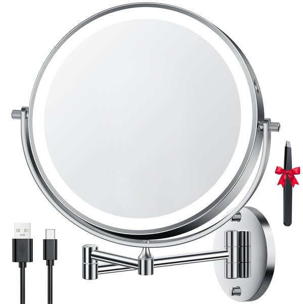 Zrcadlo na make-up, které se připevňuje na zeď, s 30násobným zvětšením a třemi barevnými světly