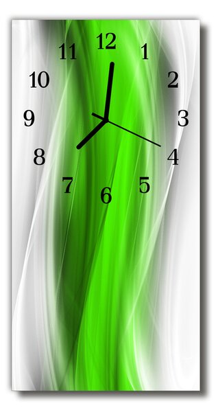 Skleněné hodiny vertikální  Umění abstrakce zelená 30x60 cm