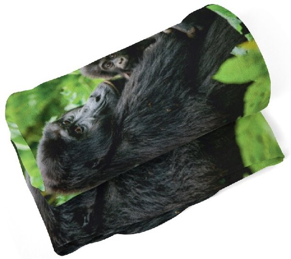 IMPAR Fleecová deka Gorila a mládě 150x120 cm (Rozměr : 150 x 120 cm)