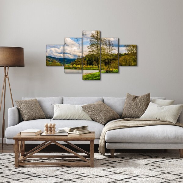 Obraz loďky u jezera (125x70 cm)