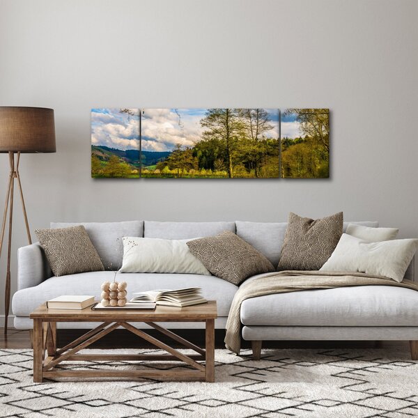 Obraz loďky u jezera (170x50 cm)