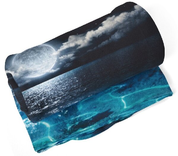 IMPAR Fleecová deka Moře s měsícem 150x120 cm (Rozměr : 150 x 120 cm)