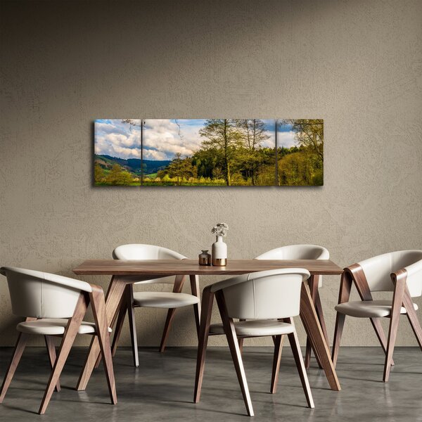 Obraz loďky u jezera (170x50 cm)