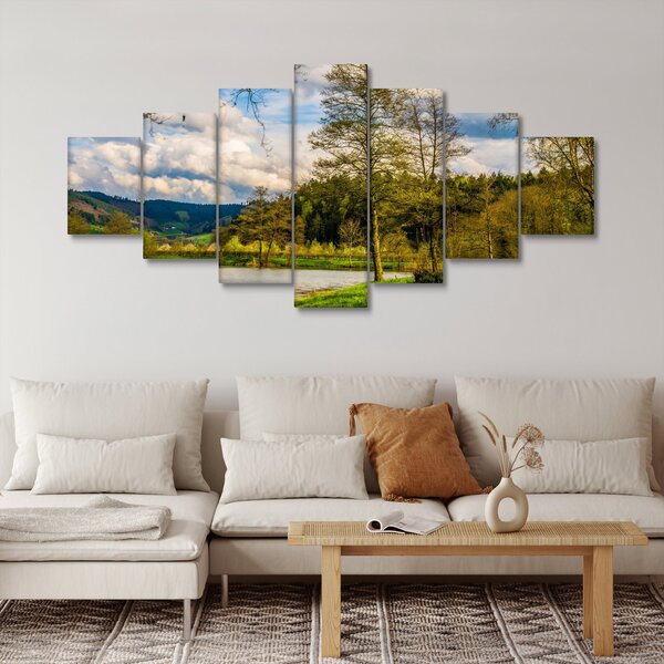 Obraz loďky u jezera (210x100 cm)