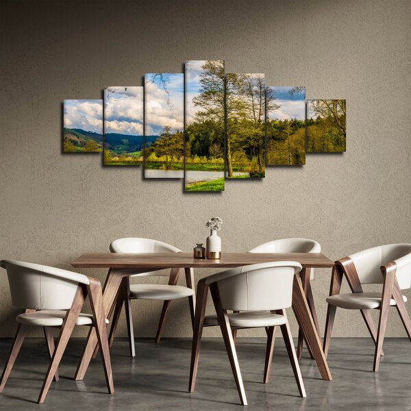 Obraz loďky u jezera (210x100 cm)