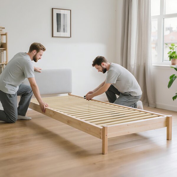 Latkový rošt, rolovací rošt, rolovací latkový rošt z borovicového dřeva, 90x200 cm, s 23 lamelami, skládací latkové rošty s černou gumovou páskou, nosnost až 300 kg