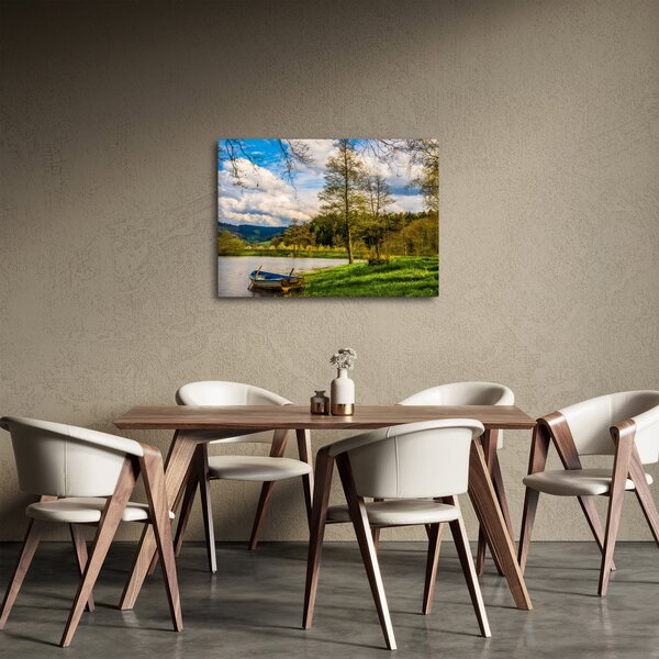 Obraz loďky u jezera (70x50 cm)