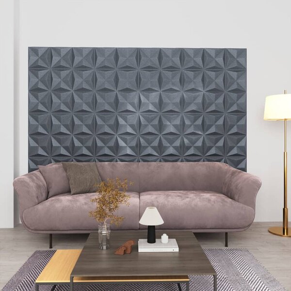 3D nástěnné panely 24 ks 50 x 50 cm origami šedé 6 m²
