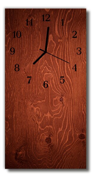 Skleněné hodiny vertikální Dřevěné hnědé panely 30x60 cm