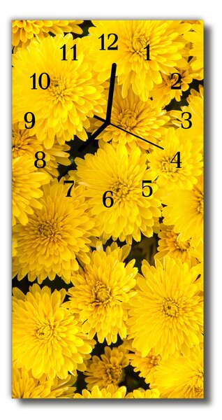 Skleněné hodiny vertikální  Květiny, žluté květy 30x60 cm