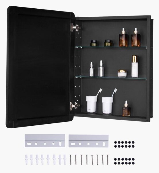 Skříňka do koupelny se zrcadlem a úložným prostorem pro léky - 662 x 135 x 762 mm - Hliníkový rám