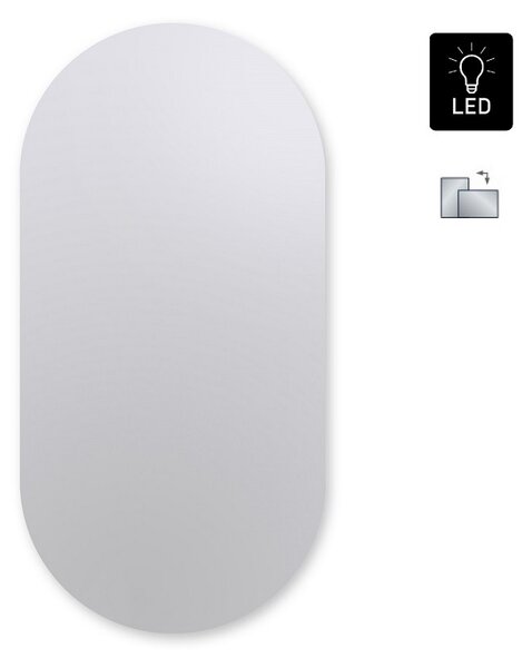 Zrcadlo ovál 100 x 50 cm s LED podsvícením na chodbu do předsíně nástěnné do koupelny na zeď 411-460