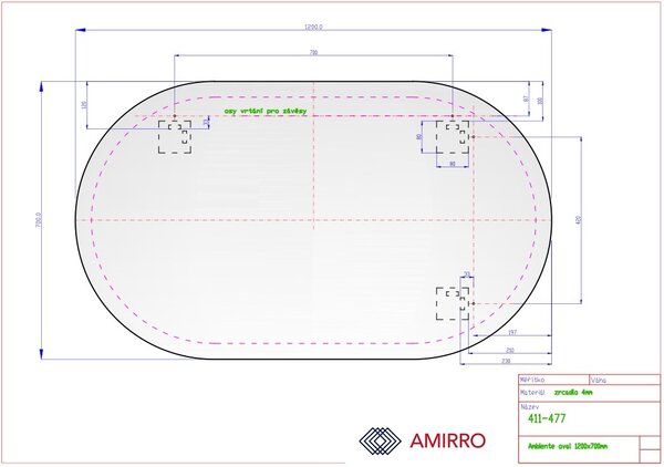 Zrcadlo oválné Ambiente Oval 120 x 70 cm s LED podsvícením po celém obvodu na chodbu do předsíně nástěnné do koupelny na zeď 411-477