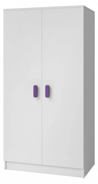 Dvoudveřová šatní skříň do dětského pokoje Sven, úchytky - fialová
