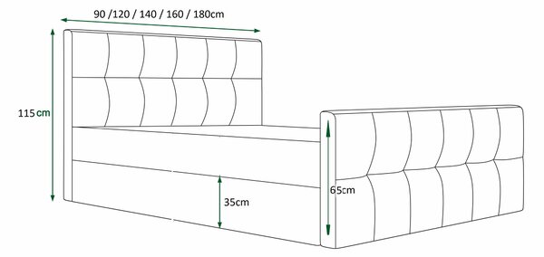 Manželská postel 180 cm Quintin (hnědá) (s roštem a úložným prostorem)