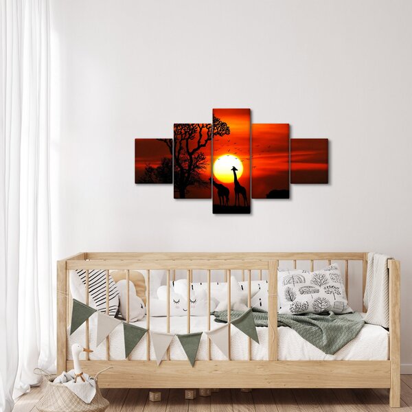 Obraz - Siluety zvířat při západu slunce (125x70 cm)