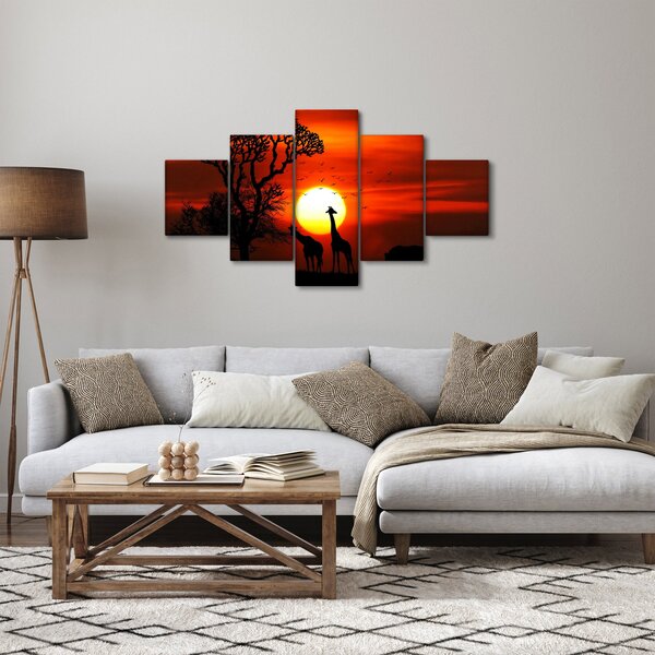 Obraz - Siluety zvířat při západu slunce (125x70 cm)