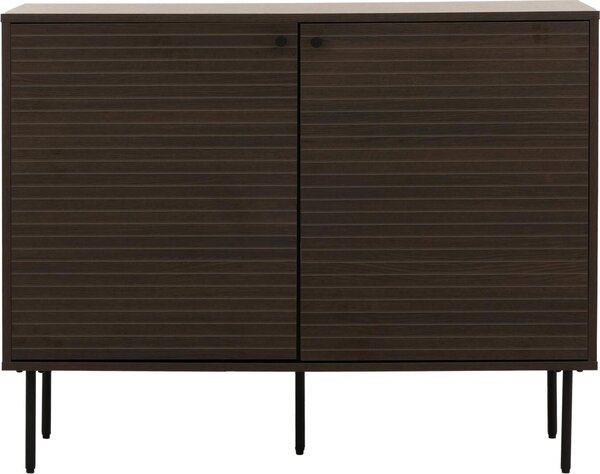 Příborník HWC-N78, komoda skříňka příborník, skandinávský styl kov dřevo melamin MVG 86x110x40cm tmavě hnědá