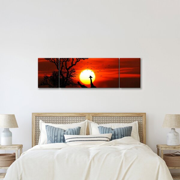 Obraz - Siluety zvířat při západu slunce (170x50 cm)