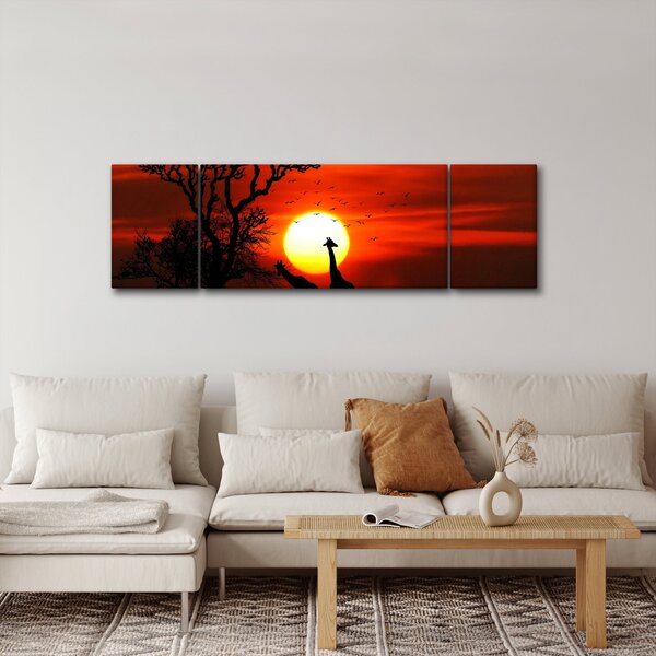 Obraz - Siluety zvířat při západu slunce (170x50 cm)