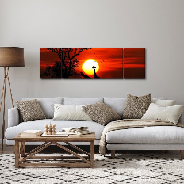 Obraz - Siluety zvířat při západu slunce (170x50 cm)