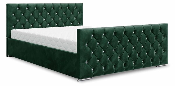 Manželská postel 160 cm Quintin (tmavě zelená) (s roštem a úložným prostorem). Vlastní profesionální přeprava až k Vám domů 1047140