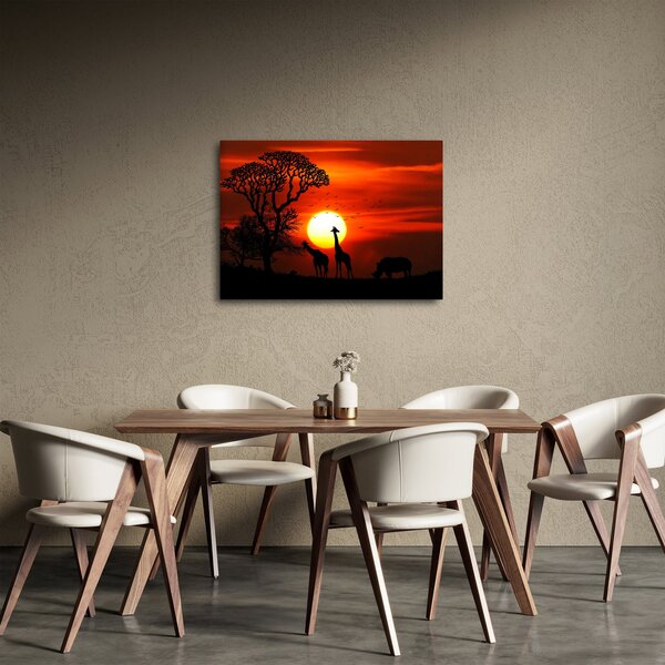 Obraz - Siluety zvířat při západu slunce (70x50 cm)